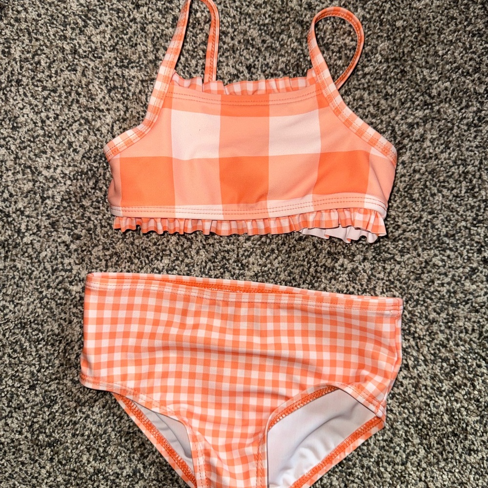 Kids Orange Gingham Matching Set